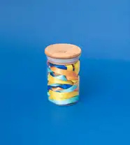 Pote 450Ml De Vidro Com Tampa De Bambu Circular Mantimento - Oikos