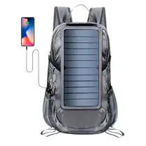 Mochila com Placa Solar 30L 6,5W 5V Dobrável Cinza