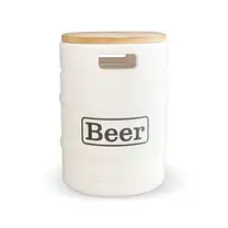Banco Iluminado Beer Barrel Branco Porta Objetos Tampo Madeira Bivolt