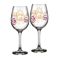 Kit Com 2 Taças de Vinho - Boas Festas