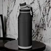 Garrafa com Alça e Bico 1,2L em Aço Inox Preta