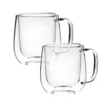 Conjunto com 2 Canecas de Vidro Borossilicato 250ml Parede Dupla