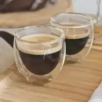 Conjunto com 2 Copos de Vidro Borossilicato 80ml Parede Dupla