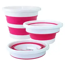 Balde Retrátil/Dobrável 12L  Branco com Rosa - Nobre