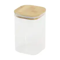 Pote Hermético Quadrado de Vidro em Borossilicato 1100ml com Tampa de Bambu