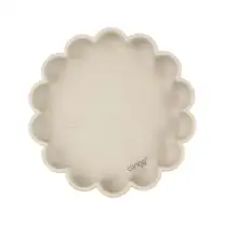 Prato Flex com Ventosa Clingo Bege – Silicone Antiderrapante para Bebês