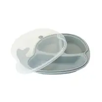 Prato Infantil com Divisória Clingo - Baleia Cinza