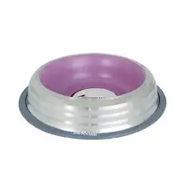 Comedouro Inox Premium Rosa 450ml - Antiderrapante, Durável e Fácil de Limpar