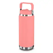 Garrafa Térmica Parede Dupla em Aço Inox Rosa 900ml com Alça