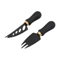 Conjunto para Cortar Queijo e Frios Preto em Inox 2 Peças