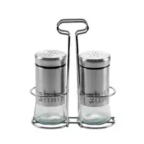 Conjunto Saleiro e Pimenteiro com Suporte Galheteiro para Servir