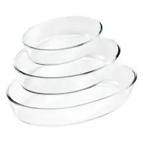 Jogo de Travessas Ovais em Vidro para Servir 3 Peças (1,5L+2L+3L)