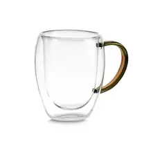 Xícara em Vidro Borossilicato Parede Dupla 350ml Marrom