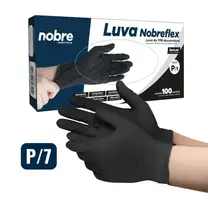 Caixa com 100 Luvas TPE sem Pó Descartável P Preta Nobre Nobreflex para Alimentos