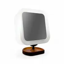 Espelho Maquiagem Iluminado Articulado com Aumento Base de Madeira