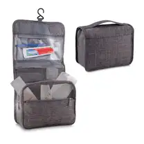 Necessaire Grande com Cabide Poliéster Cinza para Viagens