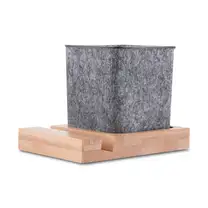 Porta Lápis e Celular em Feltro com Base de Bambu Organizador