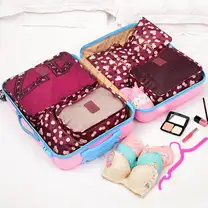 Conjunto de Bagagem de Viagem de 6 Peças com Estilo Moderno -  Floral Vinho