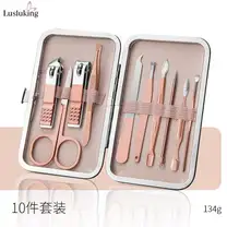 Conjunto de Manicure de Aço Inoxidável Rosa de 10 Peças