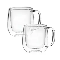 Conjunto com 2 Canecas de Vidro Borossilicato 250ml Parede Dupla