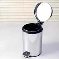 Lixeira Inox Redonda com Pedal 20L Acabamento Polido - Mood