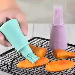 Pincel Culinário de Silicone Dispenser Multiuso Reservatório Óleo Azeite