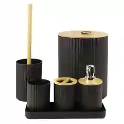 Conjunto para Banheiro com 6 Peças Preto Nature - Mood