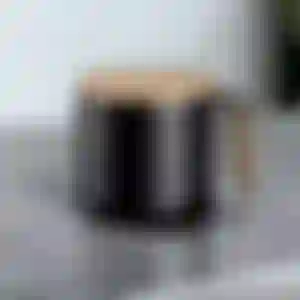 Caneca em Inox com Tampa de Bambu Parede Dupla 380ml Preta