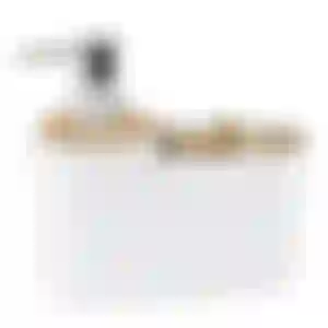 Organizador de Banheiro com Dispenser Pump 280ml Bambu Branco