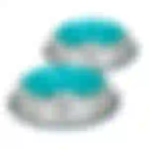 Kit 2 Comedouros Inox Premium Azul 210ml com Base de Silicone Cães e Gatos
