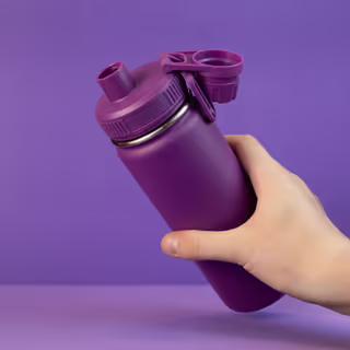 Garrafa com Alça e Bico 570ml Parede Dupla Roxa