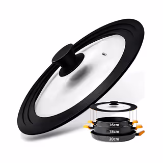 Tampa de Vidro e Silicone 3 em 1 Panela Frigideira Multiuso - 16 - 18 - 20 cm