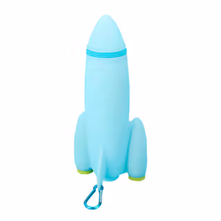 Estojo Foguete 2 em 1 com Apontador de Lápis Infantil Porta Material Escolar Azul