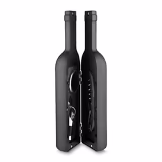 Kit para Vinho com 4 Peças com Estojo em forma de Garrafa Wine Time