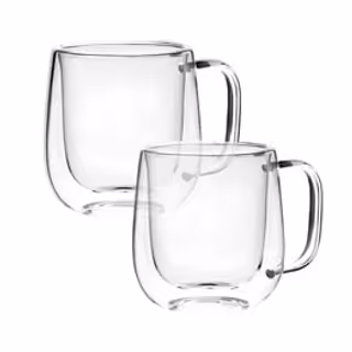 Conjunto com 2 Canecas de Vidro Borossilicato 250ml Parede Dupla