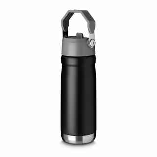 Garrafa com Alça E Bico 650ml em Aço Inox Preta
