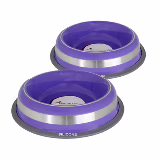 Kit 2 Comedouros Inox Prestige Roxo M 450ml para Pets - Germanhart