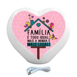 Luminária Coração Família é Tudo Igual USB