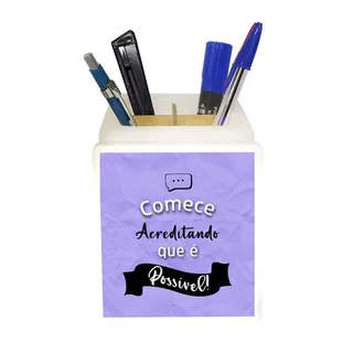 Organizador de Mesa Iluminado Começe Acreditando