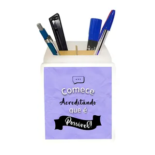 Organizador de Mesa Iluminado Começe Acreditando