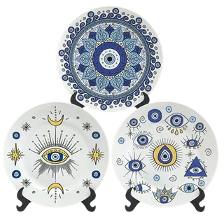 Conjunto com 3 Pratos de Porcelana 11cm - Olho Grego