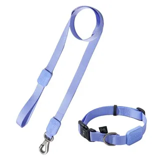 Coleira Ajustável e Guia para Cães Violeta - M