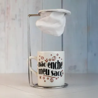 Caneca De Porcelana com Coador - Coffee Time