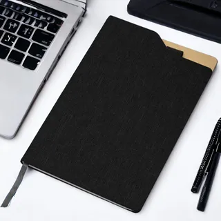 Caderno com Capa Dura e Folhas Pautadas Preto