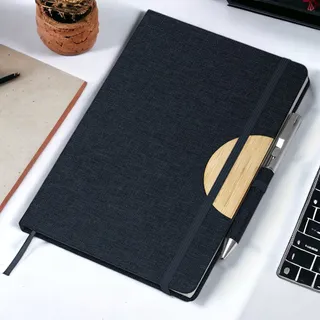 Caderno Capa Dura com Suporte de Caneta e Elástico Azul