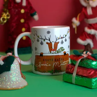 Caneca de Porcelana Natal Mágico - Sorria Muito