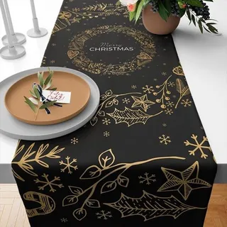 Trilho de Mesa Natalino 1,35m Tecido Oxford Guirlanda