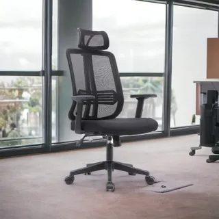 Cadeira de Escritório Totalmente Ajustável Com Encosto de Cabeça Tela Mesh