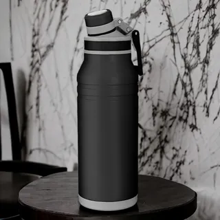 Garrafa com Alça e Bico 1,2L em Aço Inox Preta