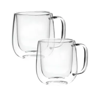 Conjunto com 2 Canecas de Vidro Borossilicato 250ml Parede Dupla